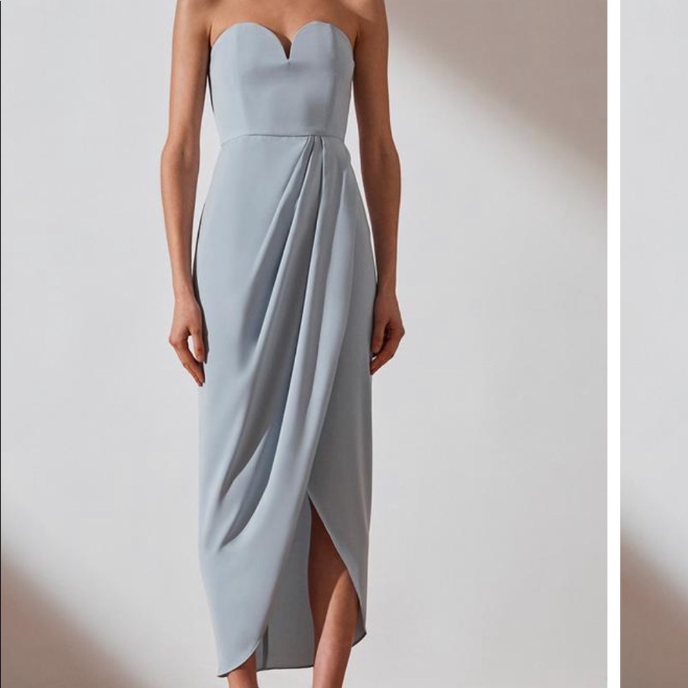 CORE 'U' BUSTIER DRAPED DRESS - Powder Blue, sz6